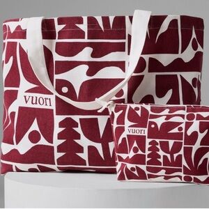 Vuori Holiday Tote Bag w/ Smaller Pouch